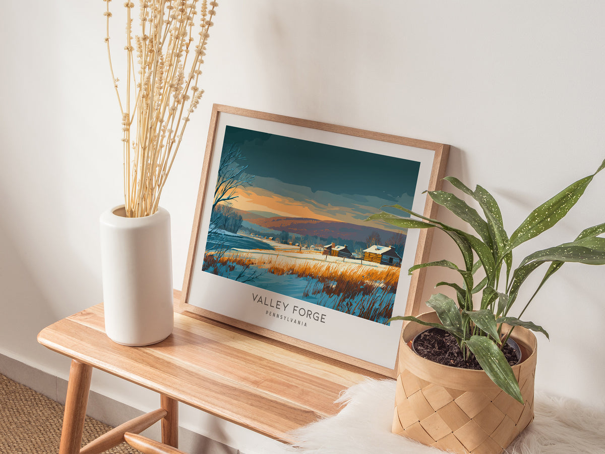 Valley Forge Landscape Matte Border Poster | Pennsylvania Framed or Unframed Travel Art — 20x16 in