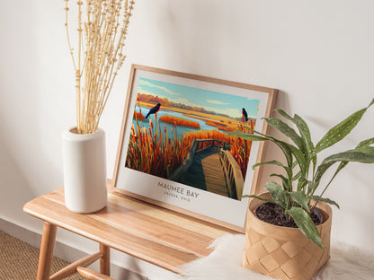 Maumee Bay Landscape Matte Border Poster | Oregon, Ohio Destination Print Travel Wall Art — 20x16 in