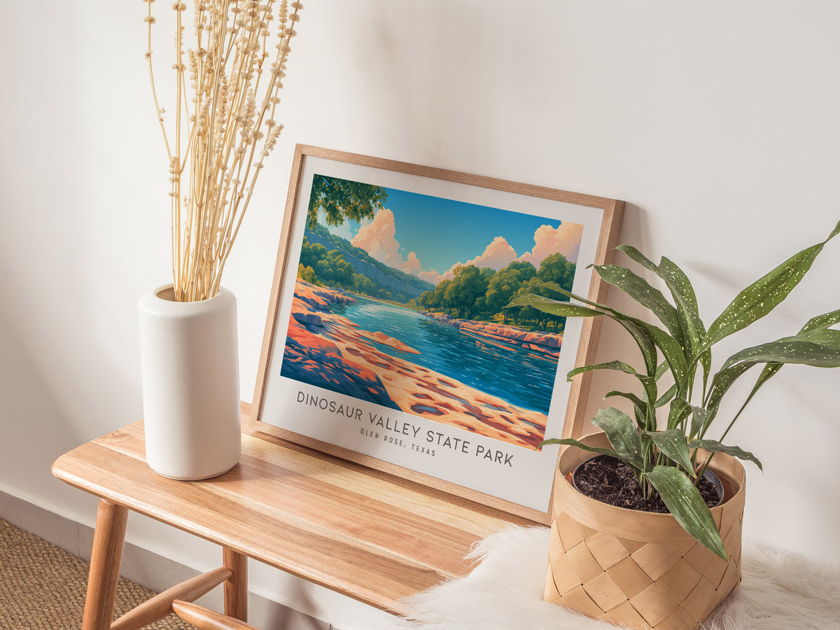 Dinosaur Valley State Park Landscape Matte Border Poster | Glen Rose, Texas Framed or Unframed Travel Wall Art — 20x16 in