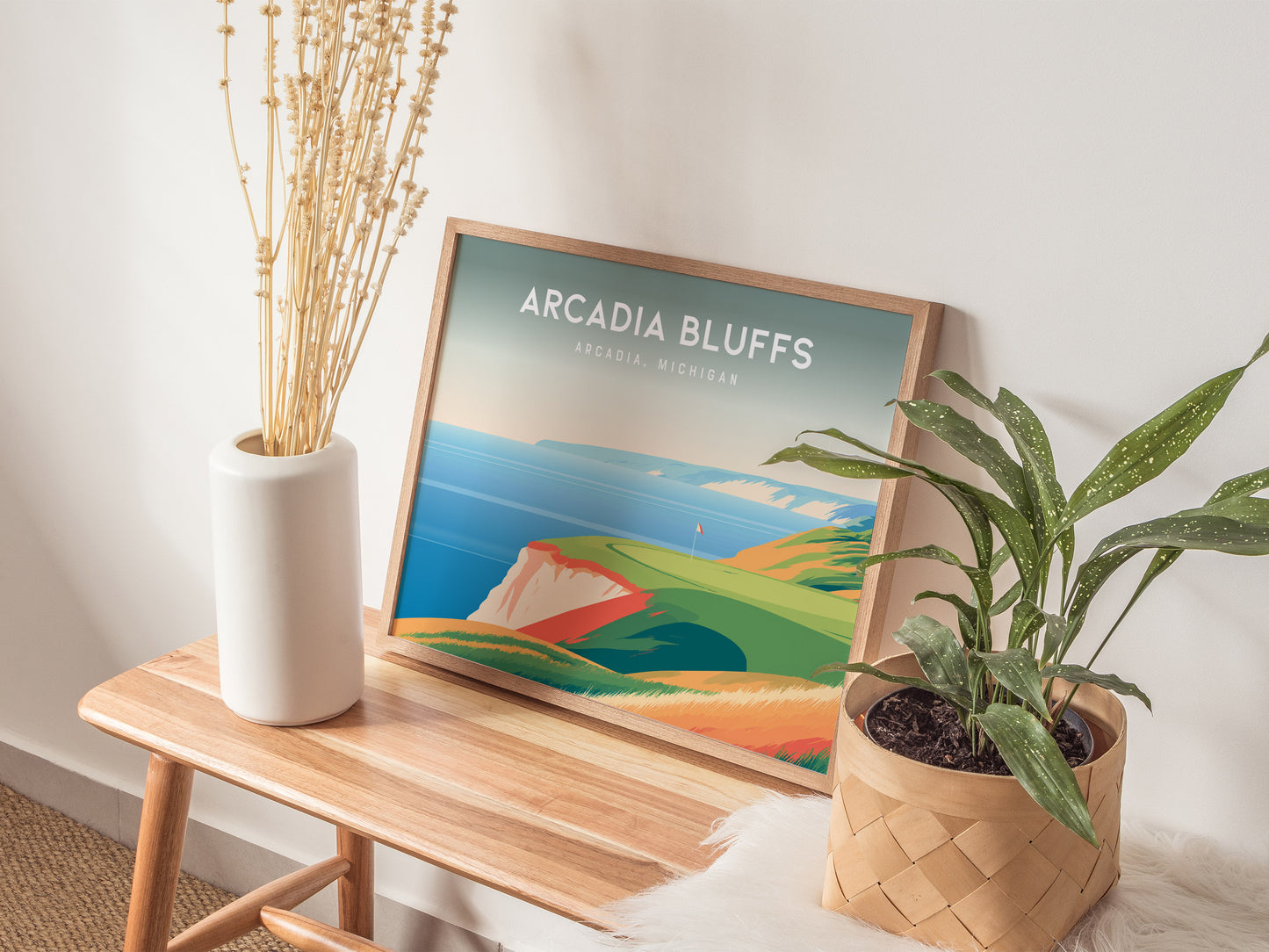 Arcadia Bluffs, Arcadia, Michigan Landscape Poster | Golf Course Print Country Club Decor Wall Art — 20x16 in