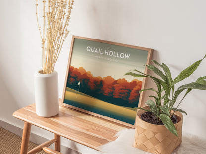 Quail Hollow, North Carolina Landscape Poster | Links Poster & Framed or Unframed Golf Course Wall Art — 20x16 in