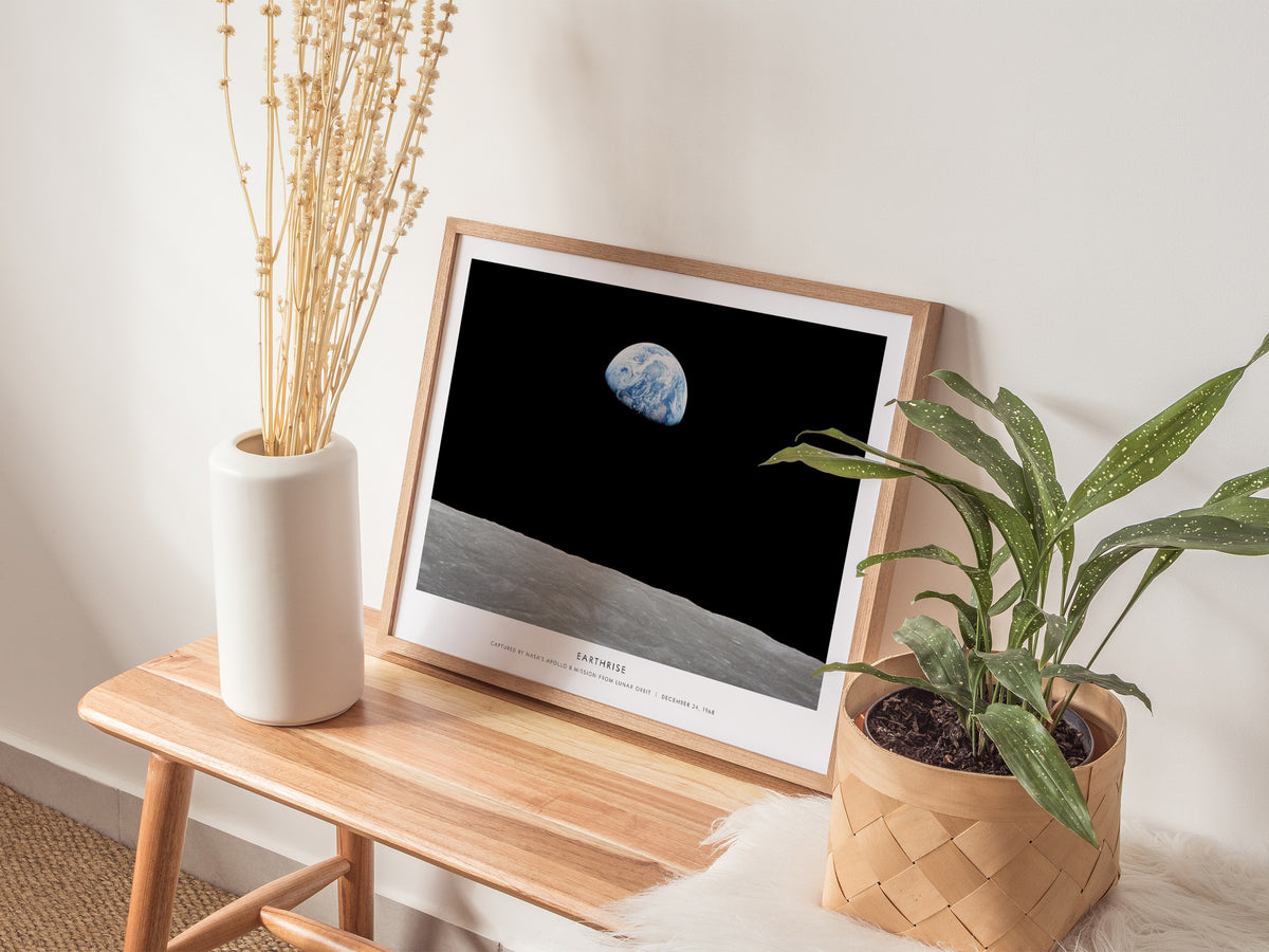 Earthrise Landscape Poster | NASA Apollo 8 Mission Astronomy Print Space Photography Wall Art — 20x16 in