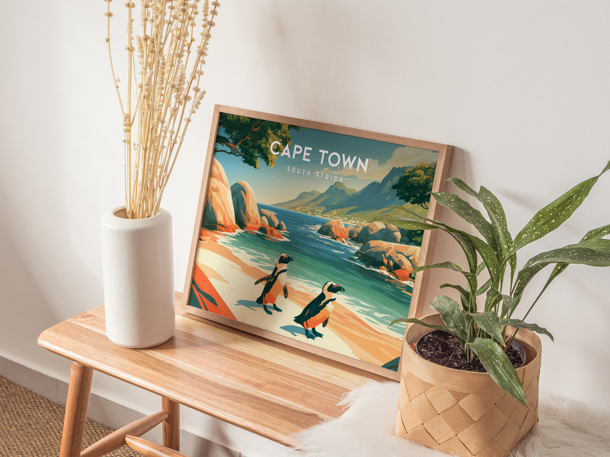 Cape Town, South Africa Landscape Poster | Harbor & Cityscape Travel Gift Wall Art — 20x16 in