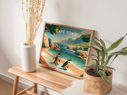 Cape Town, South Africa Landscape Poster | Harbor & Cityscape Travel Gift Wall Art — 20x16 in