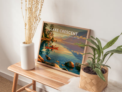 Lake Crescent Landscape Poster | Olympic National Park, Washington Vacation Wall Art — 20x16 in