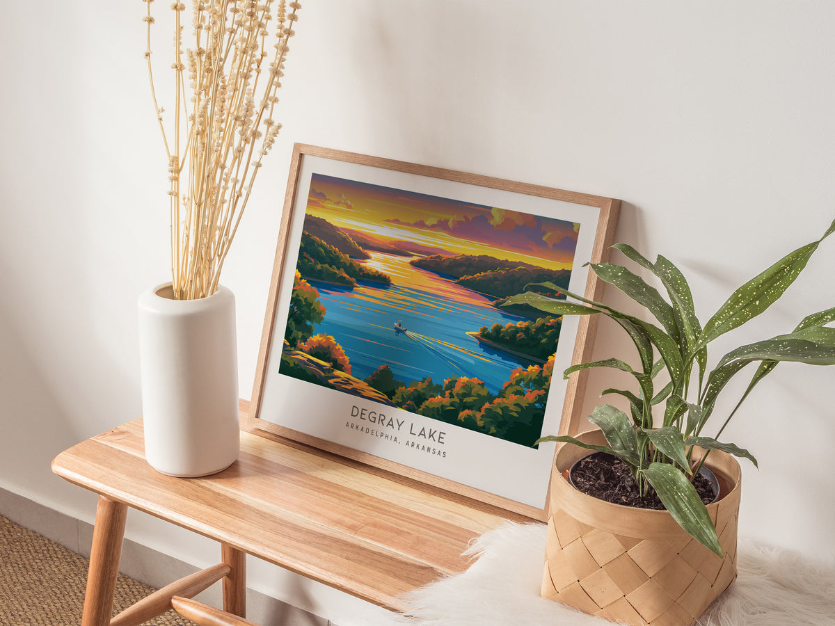DeGray Lake Landscape Matte Border Poster | Arkadelphia, Arkansas Travel Gift — 20x16 in