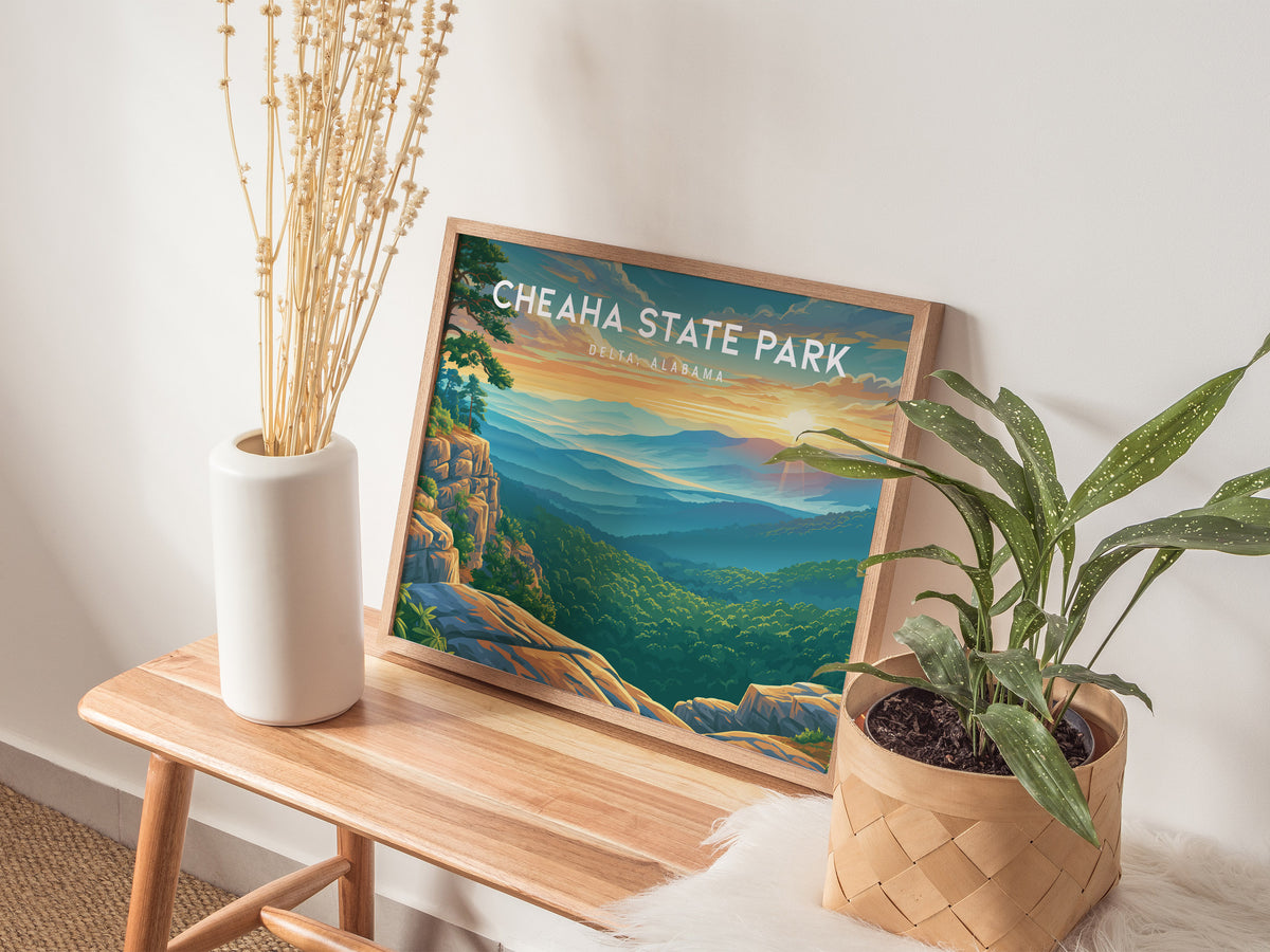Cheaha State Park Landscape Poster | Delta, Alabama Vacation Wall Art — 20x16 in