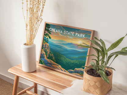 Cheaha State Park Landscape Poster | Delta, Alabama Vacation Wall Art — 20x16 in