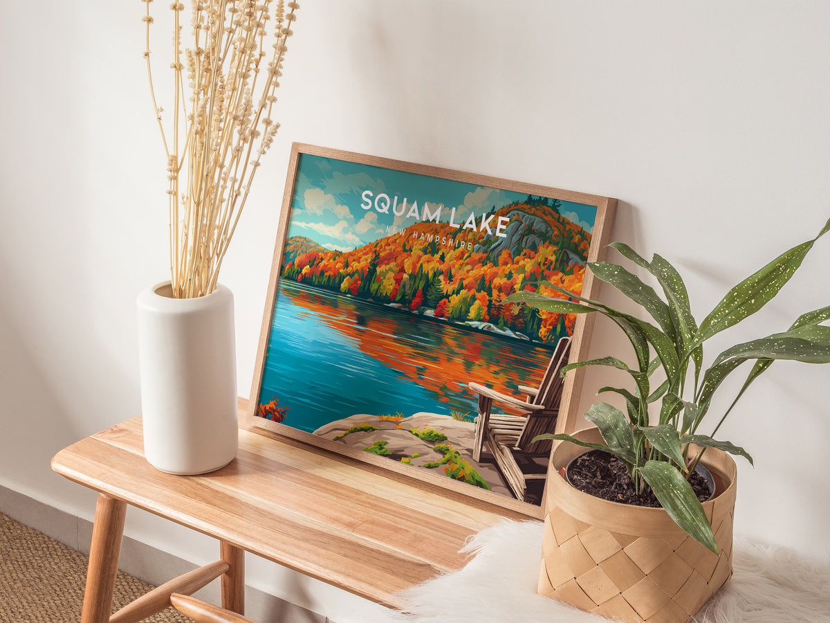 Squam Lake Landscape Poster | New Hampshire Framed or Unframed Wall Art — 20x16 in