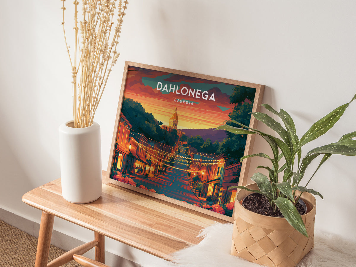 Dahlonega, Georgia Landscape Poster | Appalachian Gold Town Framed or Unframed Wall Art — 20x16 in