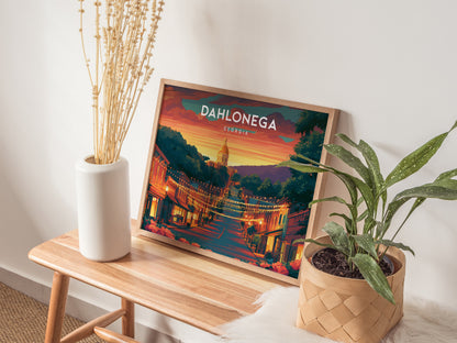 Dahlonega, Georgia Landscape Poster | Appalachian Gold Town Framed or Unframed Wall Art — 20x16 in