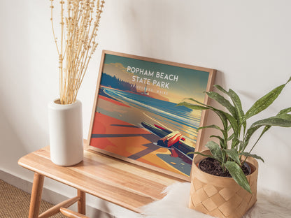 Popham Beach State Park Landscape Poster | Phippsburg, Maine Travel Wall Art — 20x16 in