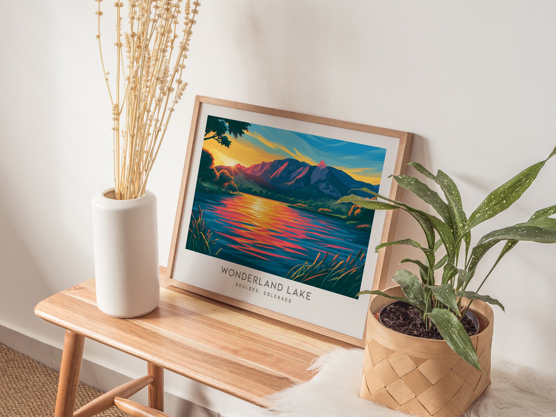 Wonderland Lake Landscape Matte Border Poster | Travel Wall Art — 20x16 in