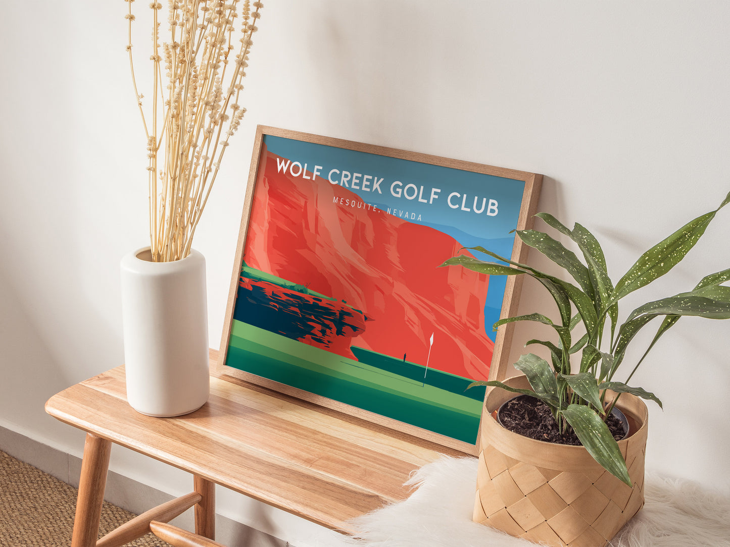 Wolf Creek Golf Club, Mesquite, Nevada Landscape Poster | Dramatic Red Rock Golf Course Print Wall Art — 20x16 in