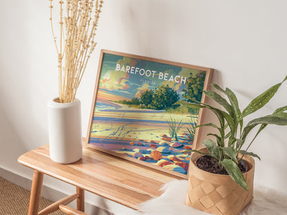 Barefoot Beach, Florida Poster | Tropical Shoreline Landscape Coastal Decor Wall Art — 20x16 in