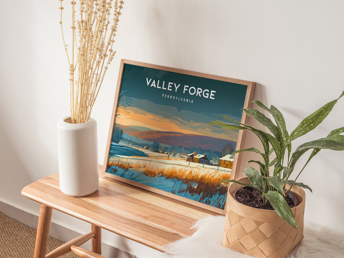 Valley Forge, Pennsylvania Landscape Poster | Revolutionary War Park Vacation Wall Art — 20x16 in