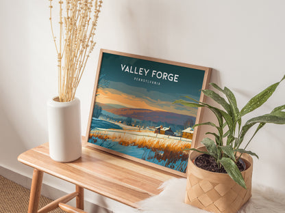 Valley Forge, Pennsylvania Landscape Poster | Revolutionary War Park Vacation Wall Art — 20x16 in