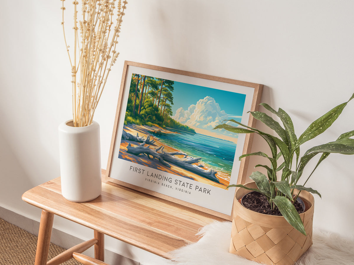 First Landing State Park Landscape Matte Border Poster | Virginia Beach, Virginia Vacation Wall Art — 20x16 in