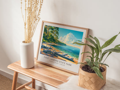 First Landing State Park Landscape Matte Border Poster | Virginia Beach, Virginia Vacation Wall Art — 20x16 in