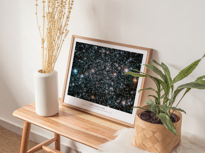 Heavy Metal Stars Landscape Poster | Reticulum II Galaxy NASA Astronomy Print Space Photography Wall Art — 20x16 in