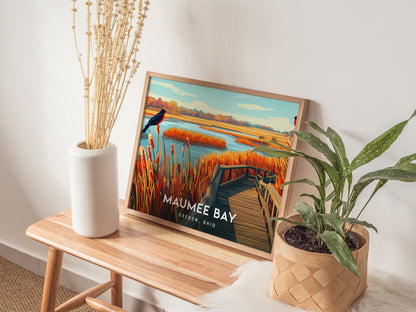 Maumee Bay Landscape Poster | Oregon, Ohio Vacation Wall Art — 20x16 in