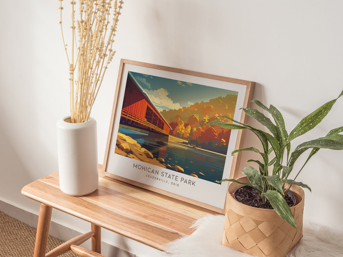 Mohican State Park Landscape Matte Border Poster | Loudonville, Ohio Vacation Wall Art — 20x16 in