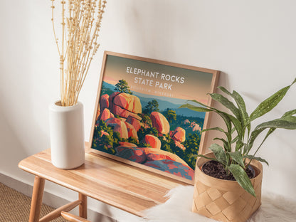 Elephant Rocks State Park Landscape Poster | Belleview, Missouri Framed or Unframed Travel Gift — 20x16 in