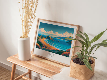 Crete Landscape Matte Border Poster | Greece Tropical Beach Print Vacation Wall Art — 20x16 in
