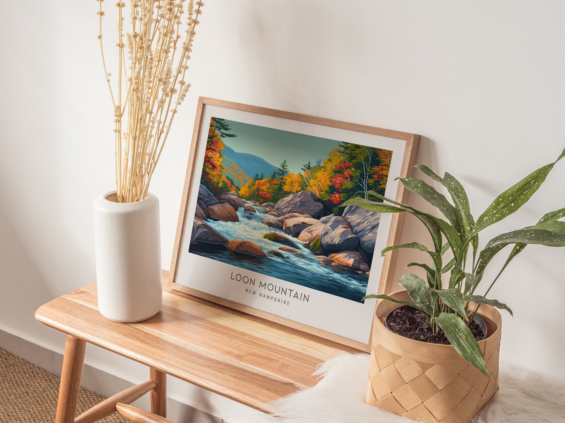 Loon Mountain Landscape Matte Border Poster | New Hampshire Vacation Wall Art — 20x16 in