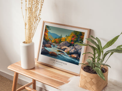 Loon Mountain Landscape Matte Border Poster | New Hampshire Vacation Wall Art — 20x16 in
