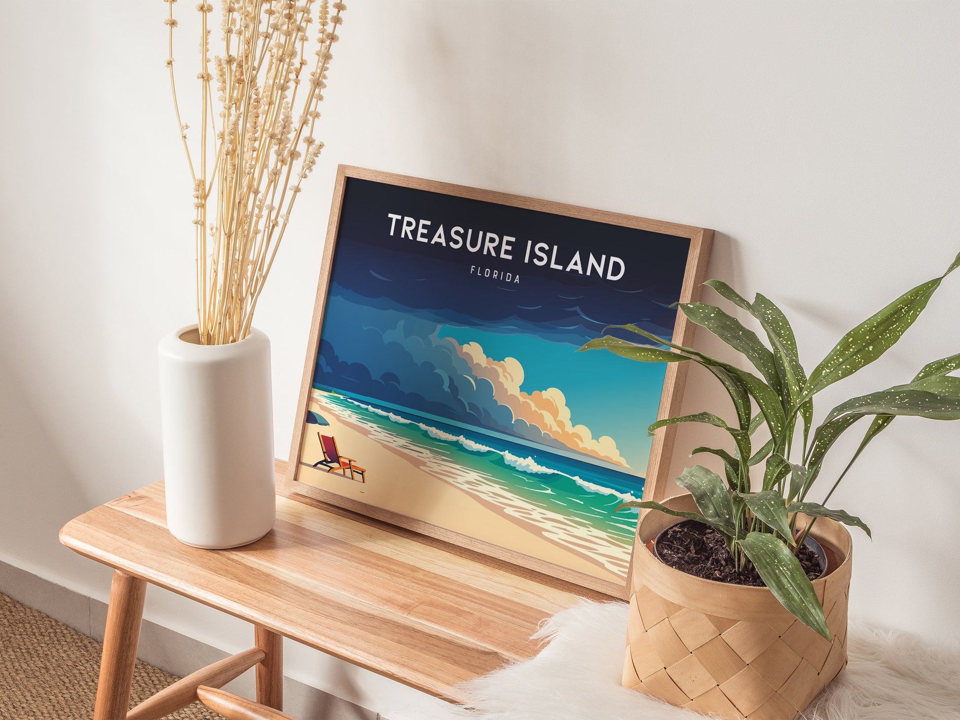 Treasure Island, Florida Poster | Landscape Gulf Coast Art Beach House Decor Wall Art — 20x16 in