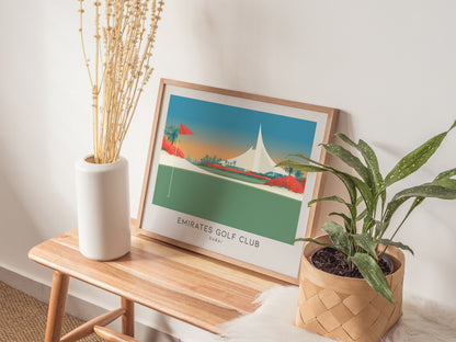 Emirates Golf Club Landscape Matte Border Poster | Dubai Golf Wall Art & Framed or Unframed — 20x16 in