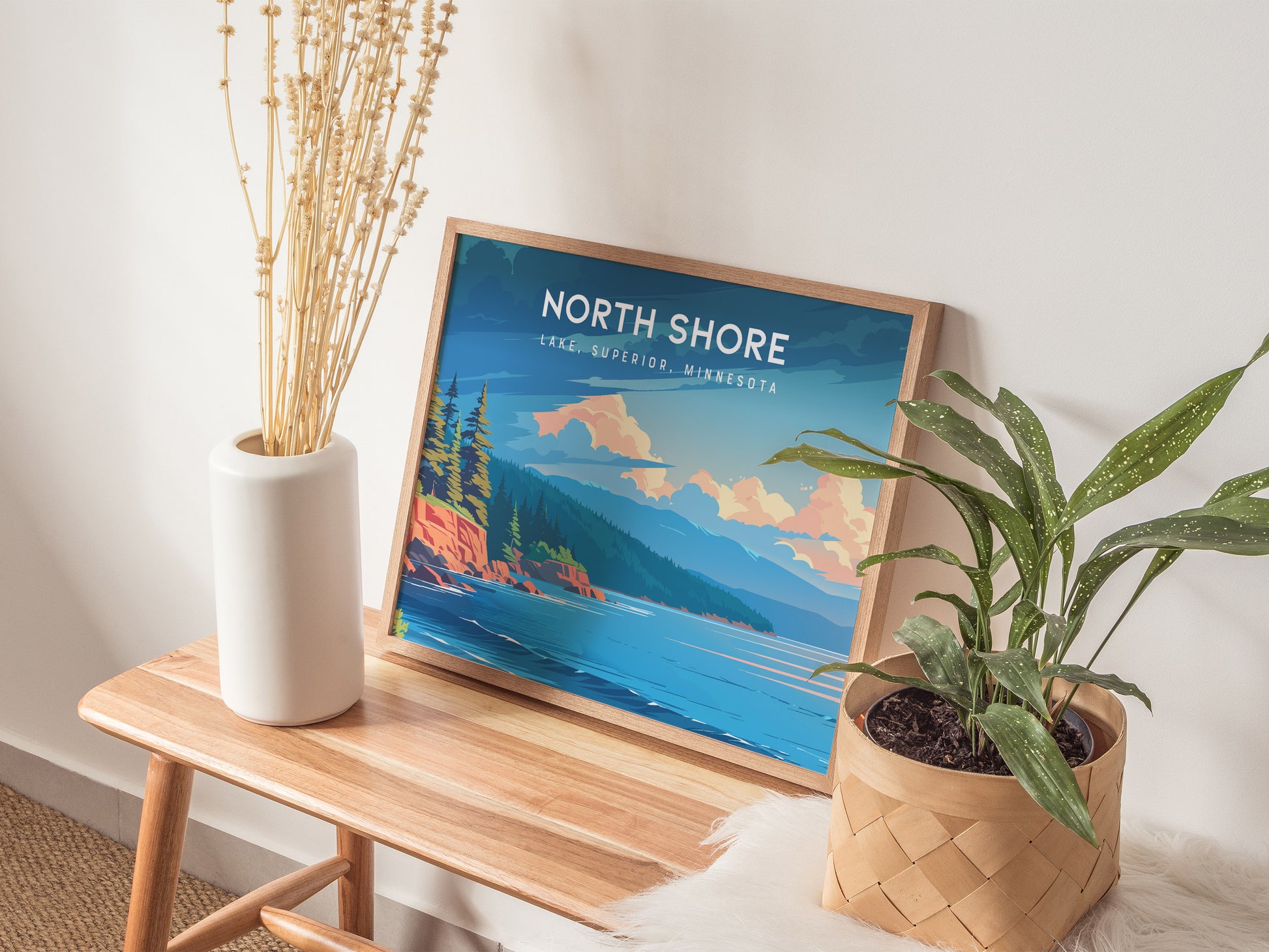 North Shore, Lake Superior, Minnesota Landscape Poster | Lake, Superior, Minnesota | Destination Print & Coastal Beach Decor