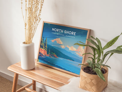 North Shore, Lake Superior, Minnesota Landscape Poster | Lake, Superior, Minnesota | Destination Print & Coastal Beach Decor