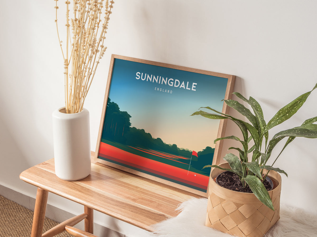 Sunningdale, England Landscape Poster | Golf Wall Art & Framed or Unframed Links Poster — 20x16 in