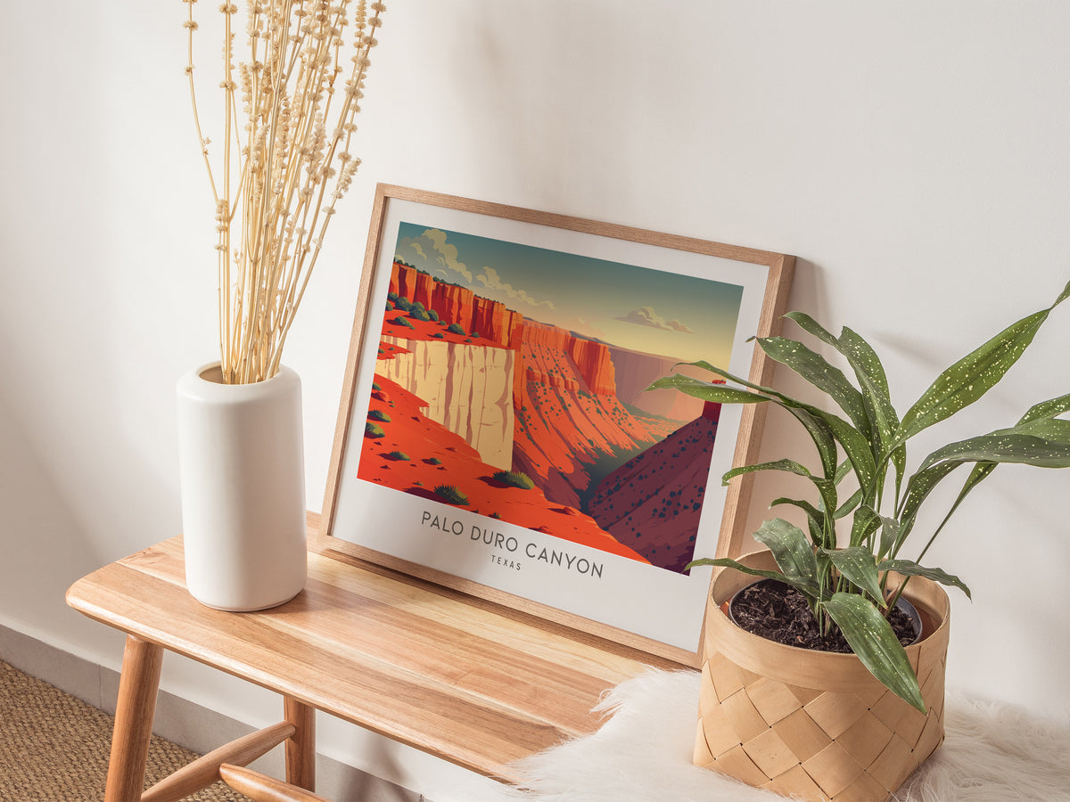 Palo Duro Canyon Landscape Matte Border Poster | Texas Vacation Wall Art — 20x16 in