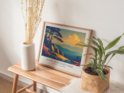 Monte Sano State Park Landscape Matte Border Poster | Huntsville, Alabama Vacation Wall Art — 20x16 in