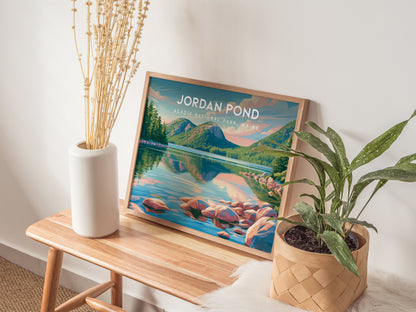 Jordan Pond Landscape Poster | Acadia National Park, Maine Travel Wall Art — 20x16 in