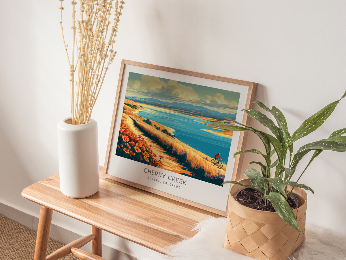 Cherry Creek Landscape Matte Border Poster | Aurora, Colorado Travel Wall Art — 20x16 in