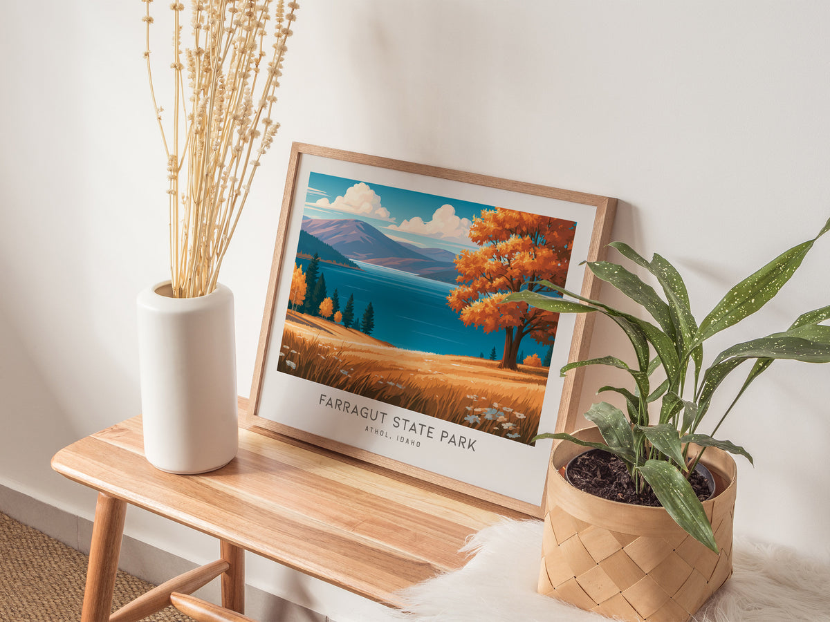 Farragut State Park Landscape Matte Border Poster | Athol, Idaho Vacation Wall Art — 20x16 in