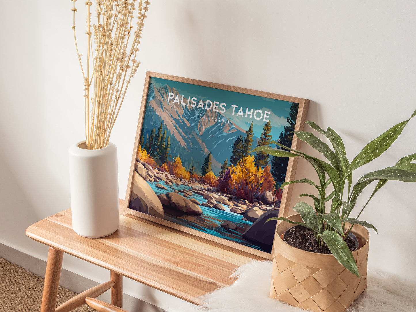 Palisades Tahoe Landscape Poster | California Ski Run Vacation Wall Art — 20x16 in