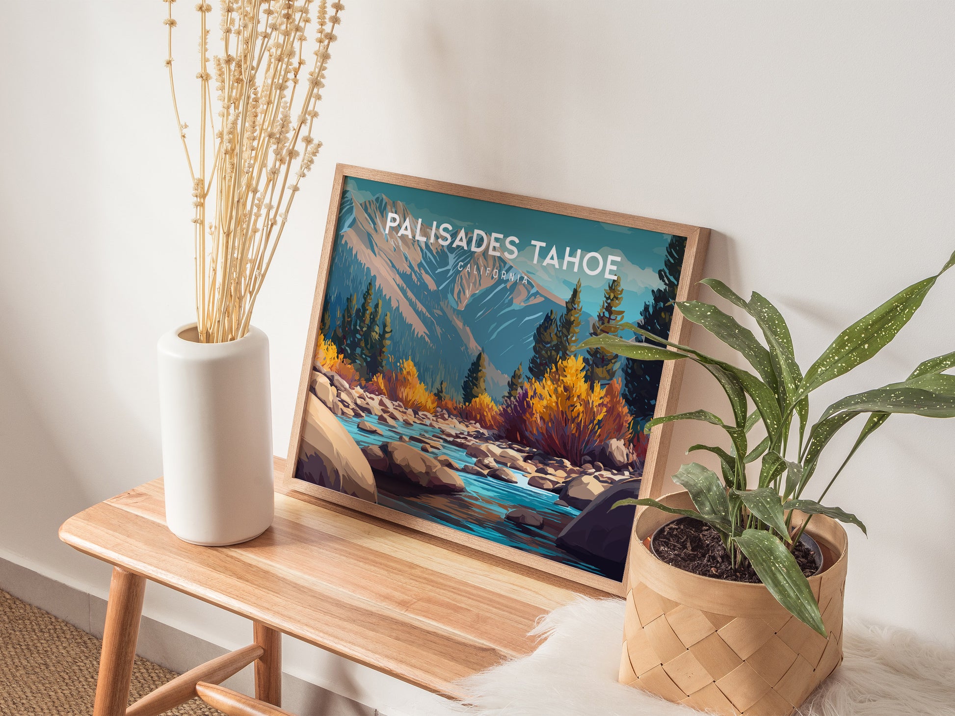 Palisades Tahoe Landscape Poster | California Ski Run Vacation Wall Art — 20x16 in