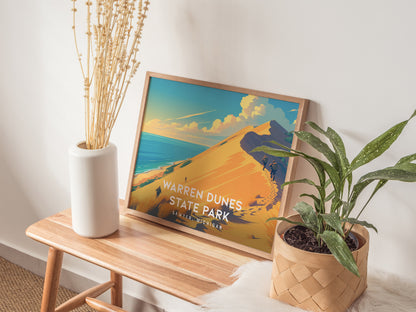 Warren Dunes State Park Landscape Poster | Sawyer, Michigan Travel Wall Art — 20x16 in