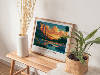Garner State Park Landscape Matte Border Poster | Texas Hill Country Vacation Wall Art — 20x16 in