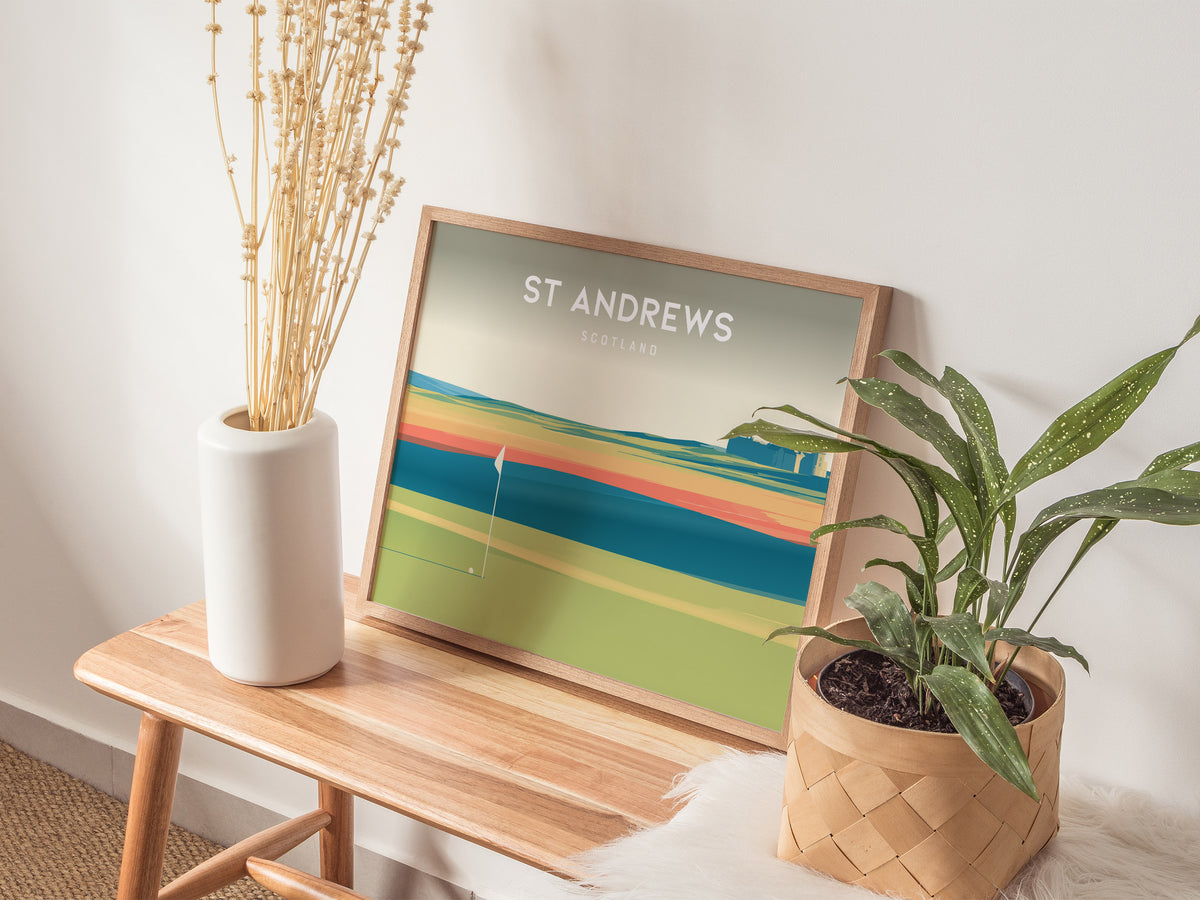 St Andrews Old Course, Scotland Landscape Poster | Golf Course Print Country Club Decor Wall Art — 20x16 in