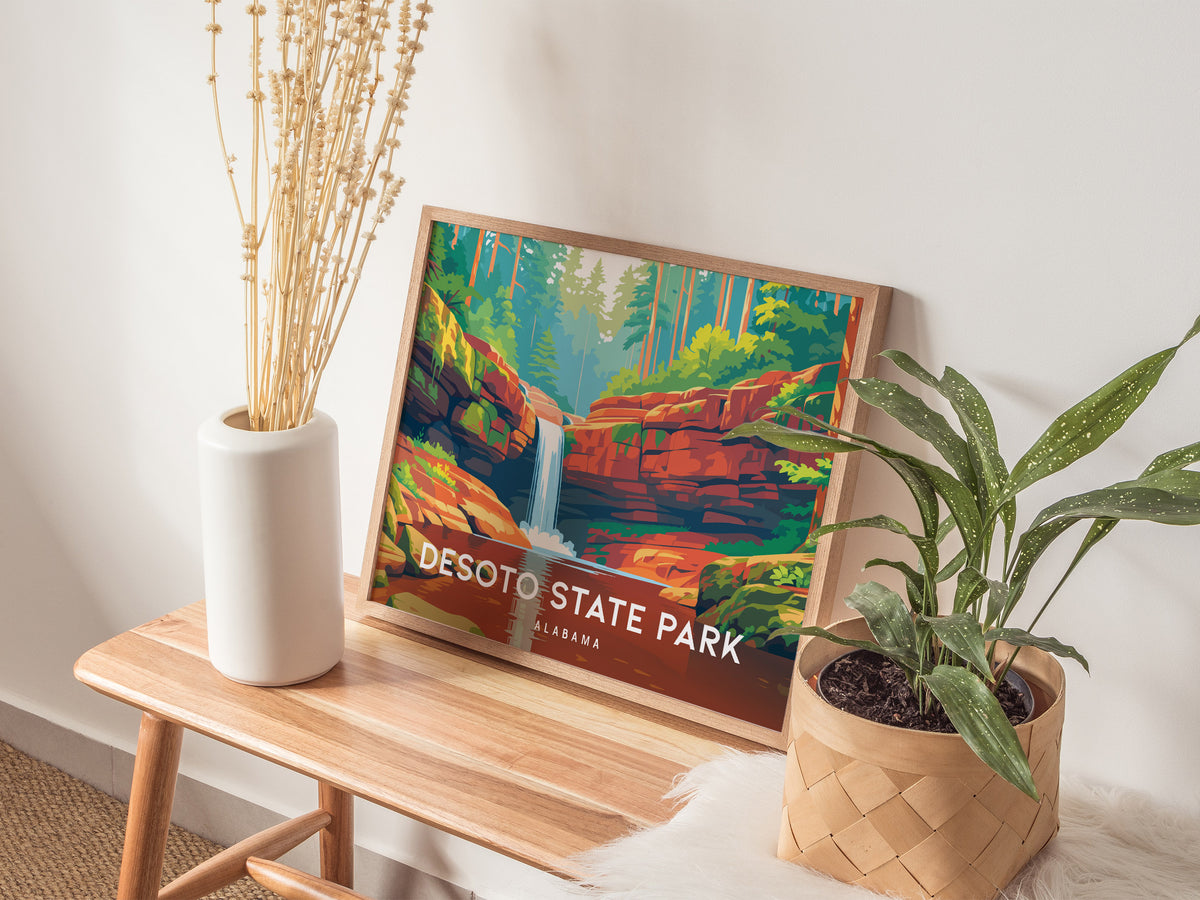 DeSoto State Park Landscape Poster | Alabama Vacation Wall Art — 20x16 in