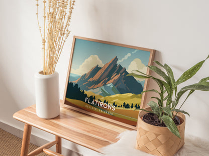 Flatirons, Boulder, Colorado Landscape Poster | Mountain Destination Print Wall Art — 20x16 in