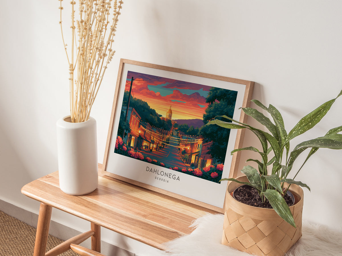 Dahlonega Landscape Matte Border Poster | Georgia Travel Gift Vacation Wall Art — 20x16 in