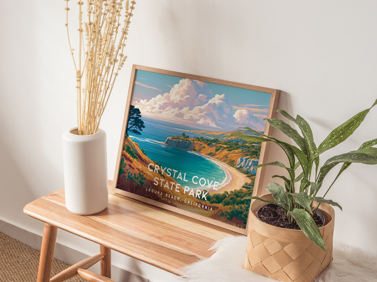Crystal Cove State Park Landscape Poster | Destination Print Laguna Beach, California Wall Art — 20x16 in