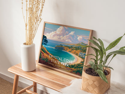 Crystal Cove State Park Landscape Poster | Destination Print Laguna Beach, California Wall Art — 20x16 in